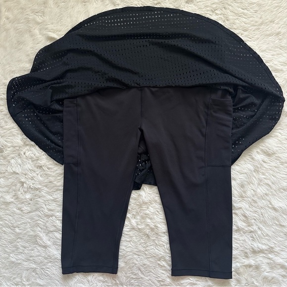Athleta Skirt A Game 2 In 1 Crop Tight Skort Skirted Leggings Athletic Black 1X - Picture 6 of 12